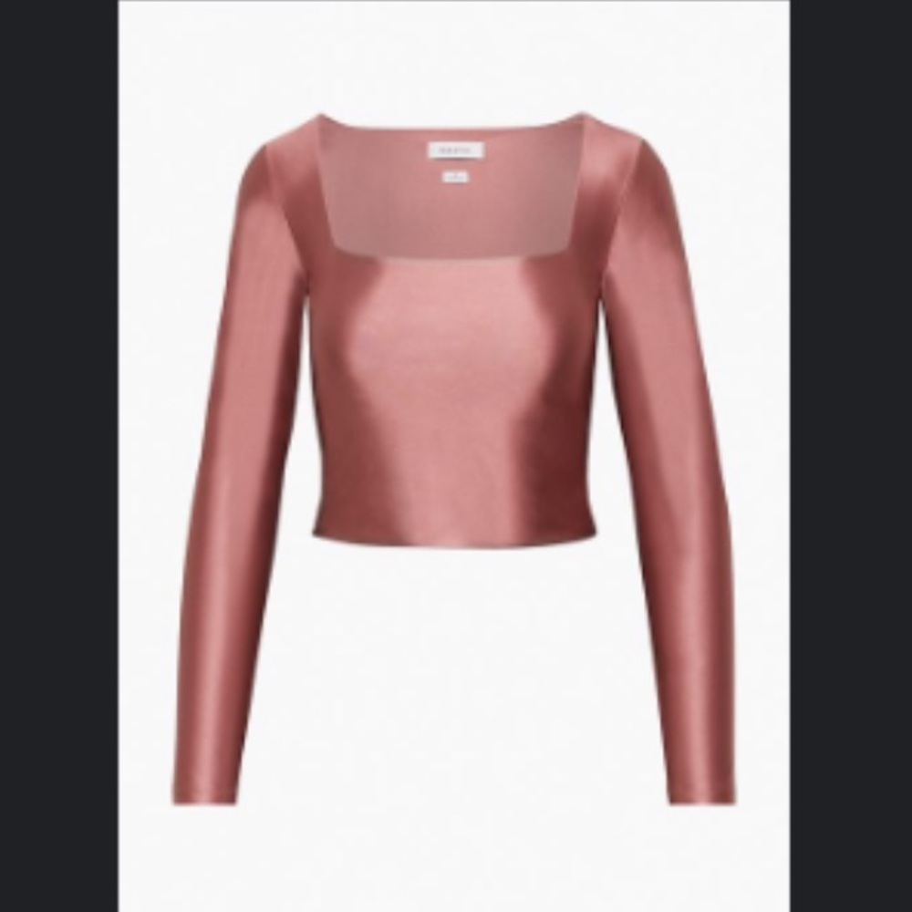 Aritzia Babaton Satinette Squareneck Longsleeve Top in Red Willow